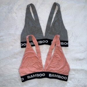 BAMBOO Deep V Bralette Set M | Grey + Pink 🩶🩷